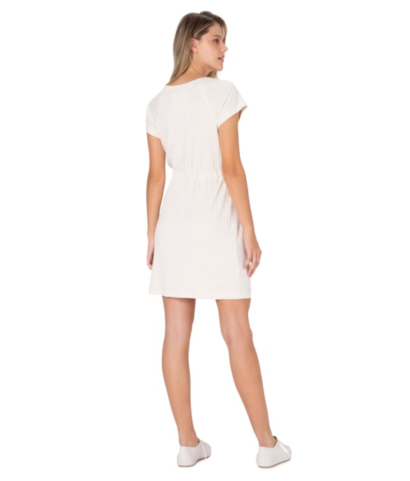 Vestido Canelado Linen Raglan Natural