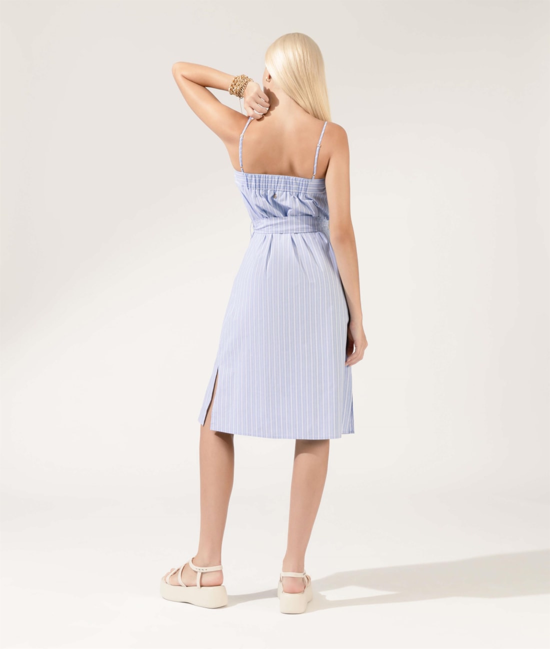 Vestido Cotton Stripes Faixa Azul Bic