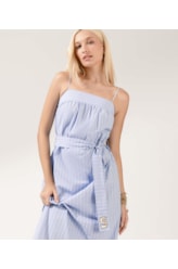 Vestido Cotton Stripes Faixa Azul Bic
