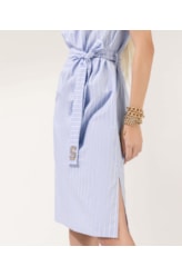 Vestido Cotton Stripes Faixa Azul Bic