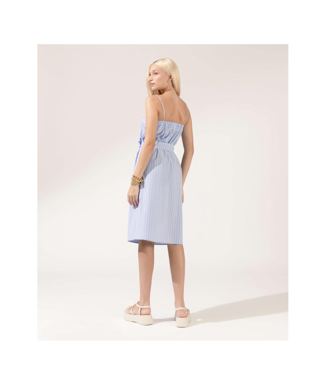 Vestido Cotton Stripes Faixa Azul Bic