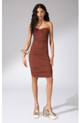 Vestido Crimp Sky Marrom