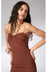 Vestido Crimp Sky Marrom