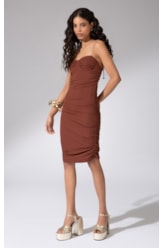 Vestido Crimp Sky Marrom