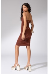 Vestido Crimp Sky Marrom