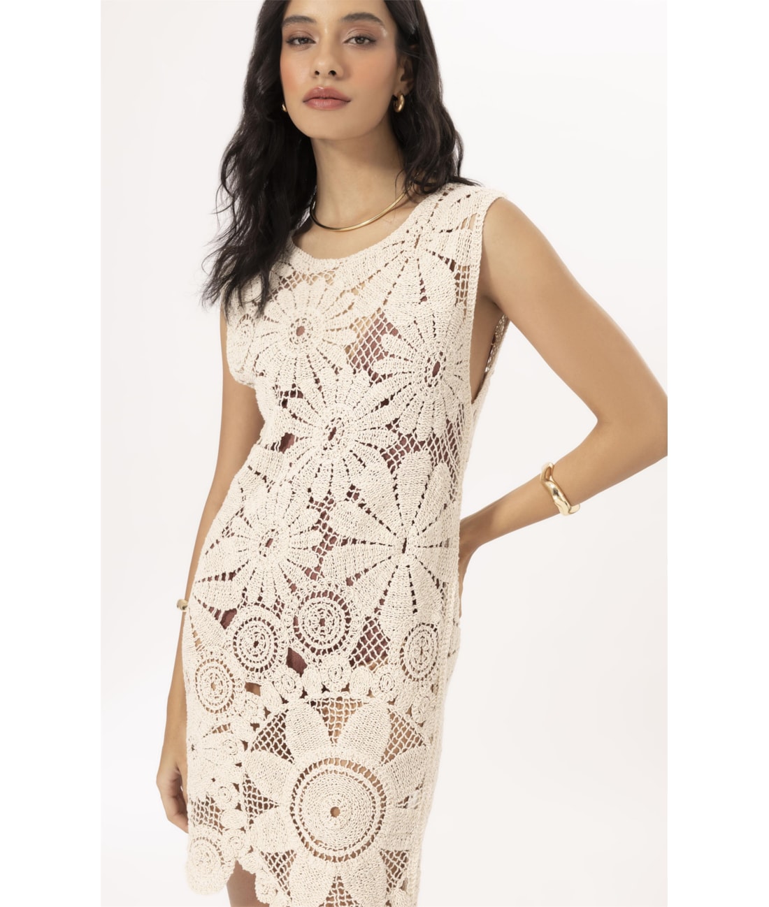 Vestido Crochet Bloom Natural