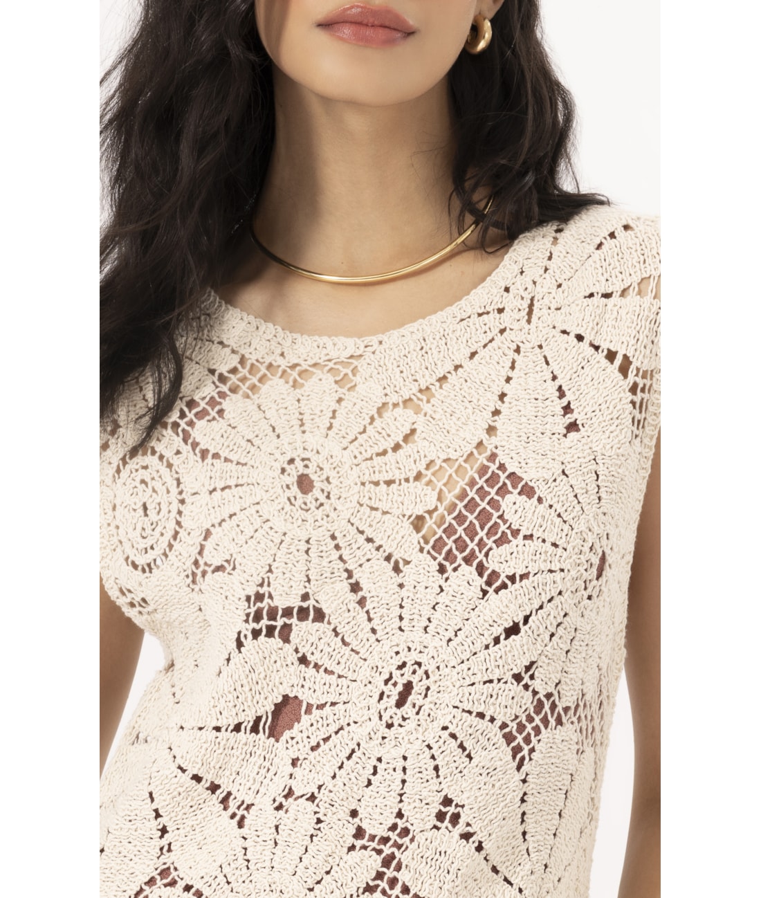 Vestido Crochet Bloom Natural