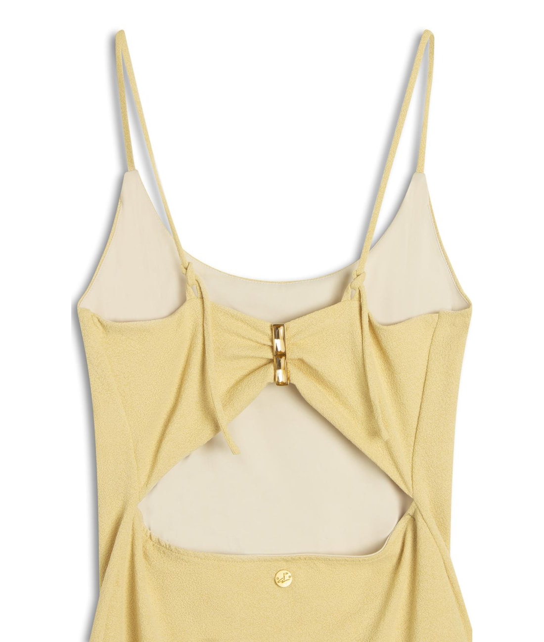Vestido Curto Bobby Amarração Costas Amarelo Manteiga