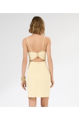 Vestido Curto Bobby Amarração Costas Amarelo Manteiga