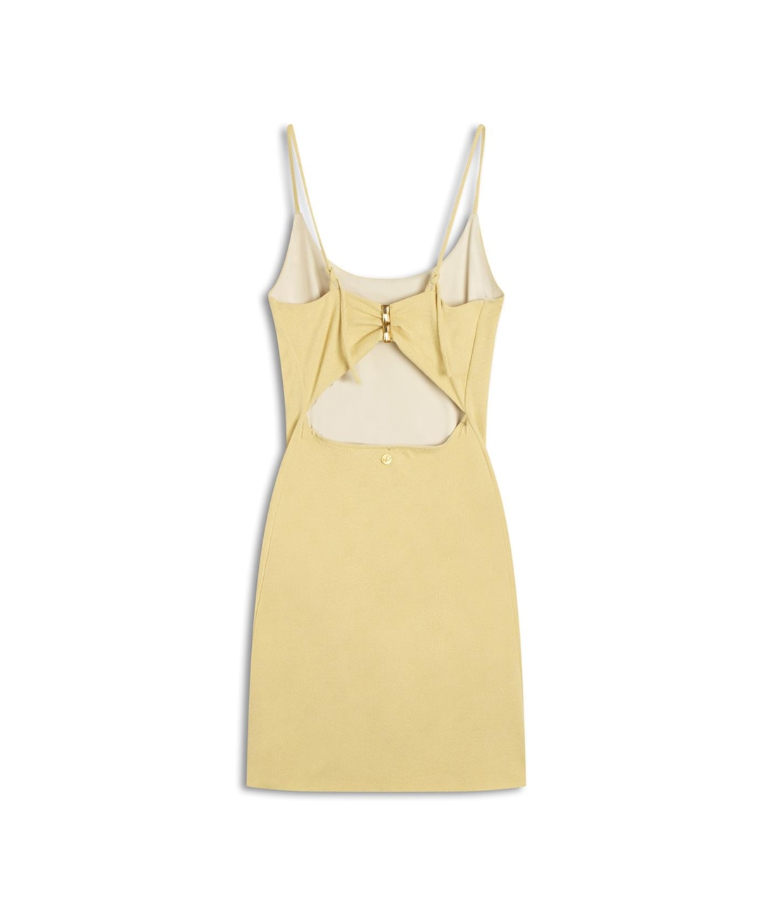 Vestido Curto Bobby Amarração Costas Amarelo Manteiga