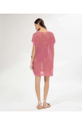 Vestido Curto Com Manga Tricot Lurex Rosa