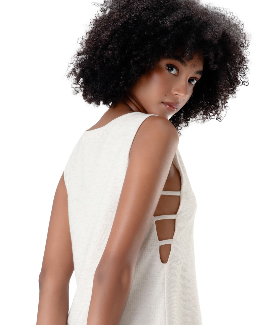 Vestido Curto Cotton Jute Natural