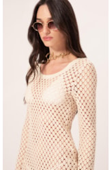 Vestido Curto Cotton Mesh Dourado