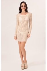 Vestido Curto Cotton Mesh Dourado