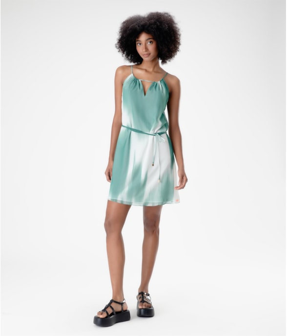 Vestido Curto Ggt Print Verde Jade