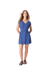 Vestido Curto Gota Crepe Slub Azul Bic