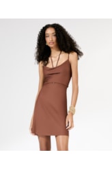 Vestido Curto Liso Califórnia Degagê Marrom