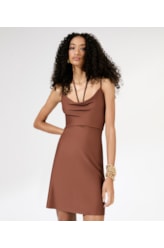 Vestido Curto Liso Califórnia Degagê Marrom