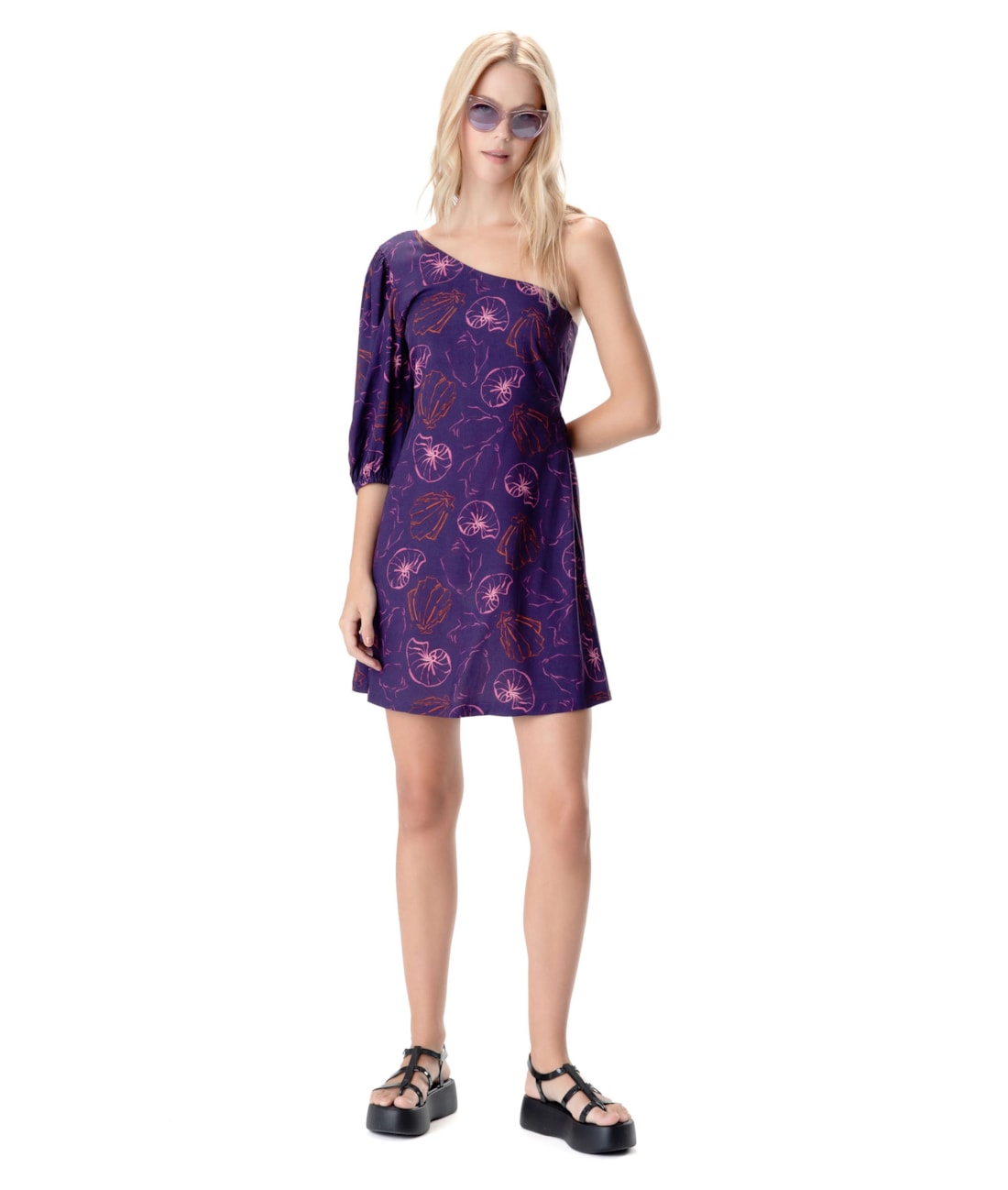 Vestido Curto Ombro Só Seychelles Roxo