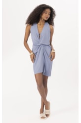 Vestido Curto Pareo Jersey Azul Seco