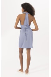 Vestido Curto Pareo Jersey Azul Seco