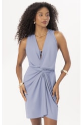 Vestido Curto Pareo Jersey Azul Seco