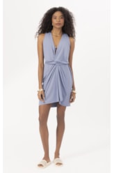 Vestido Curto Pareo Jersey Azul Seco