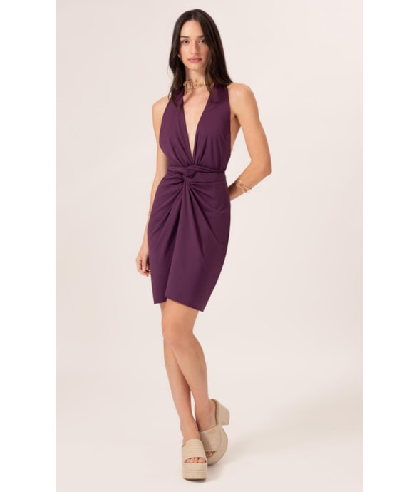 Vestido Curto Pareo Jersey Beringela