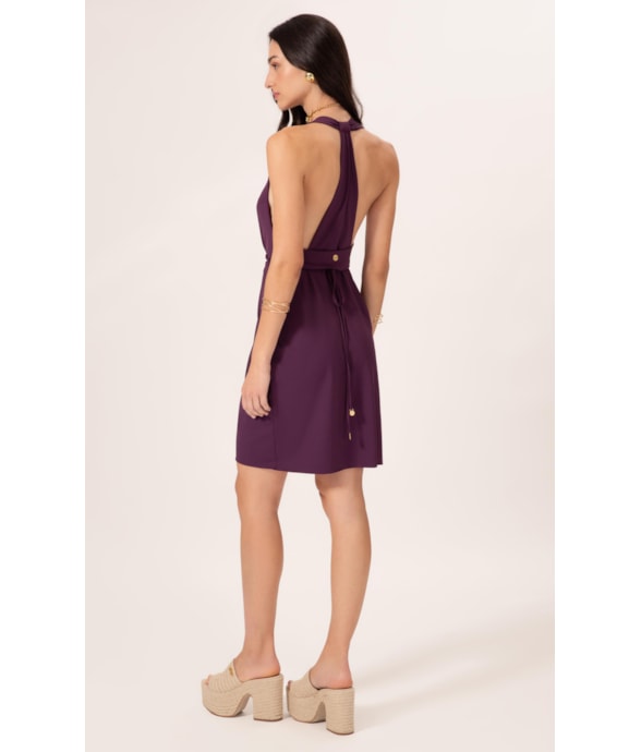 Vestido Curto Pareo Jersey Beringela