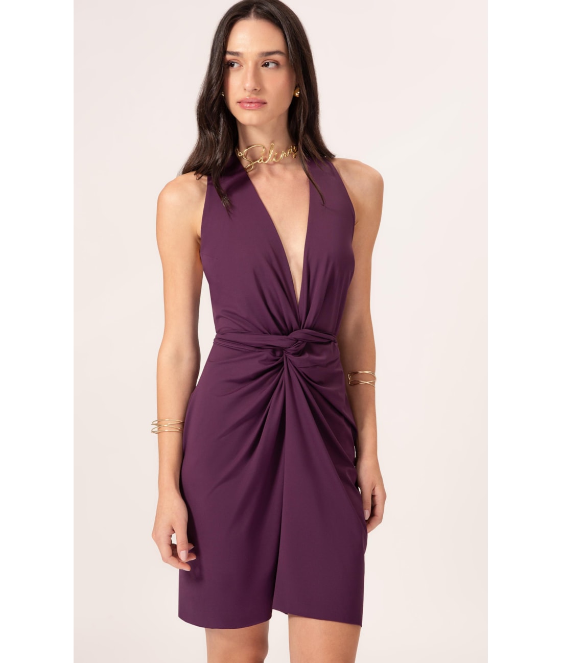 Vestido Curto Pareo Jersey Beringela
