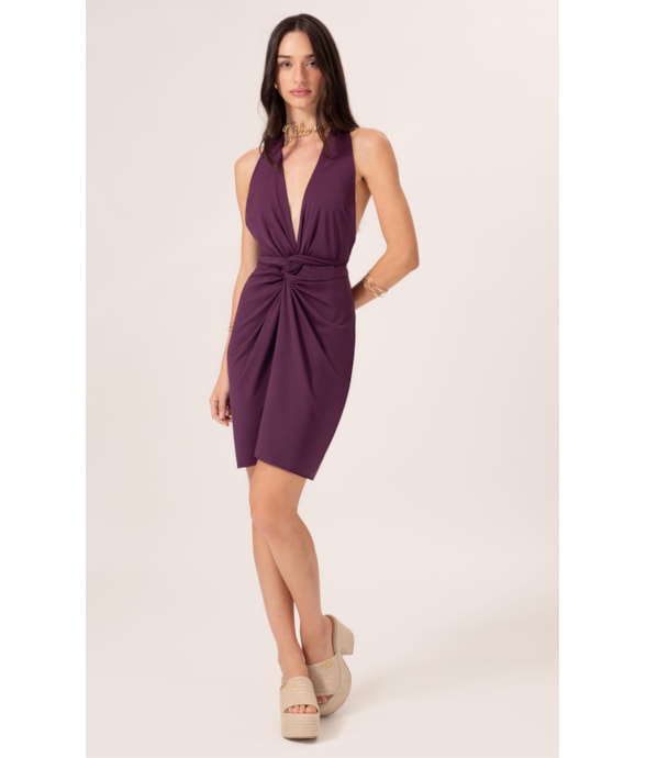 Vestido Curto Pareo Jersey Beringela