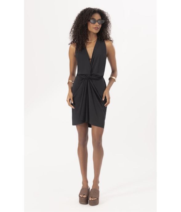 Vestido Curto Pareo Jersey Preto
