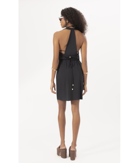 Vestido Curto Pareo Jersey Preto