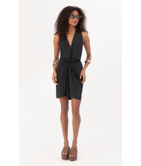 Vestido Curto Pareo Jersey Preto