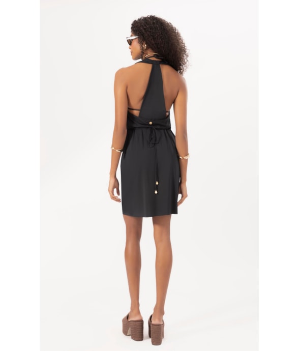 Vestido Curto Pareo Jersey Preto