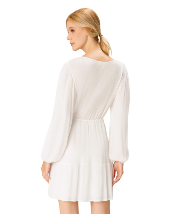 Vestido Curto Resort Crepe Indiano Off White