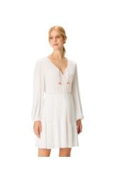 Vestido Curto Resort Crepe Indiano Off White