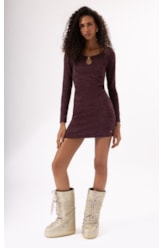 Vestido Curto Rib Alpine Vinho