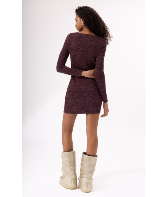 Vestido Curto Rib Alpine Vinho
