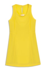 Vestido Curto Seda Trancinha Amarelo