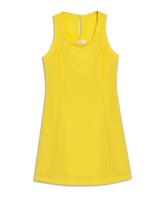 Vestido Curto Seda Trancinha Amarelo
