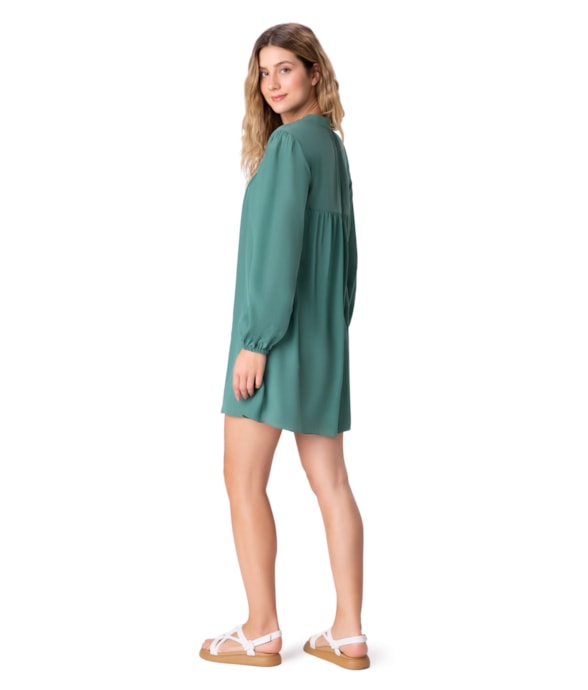 Vestido Curto Seda Verde Jade