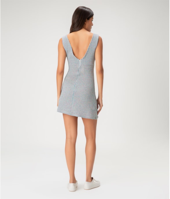 Vestido Curto Tricot Colors Azul Bic