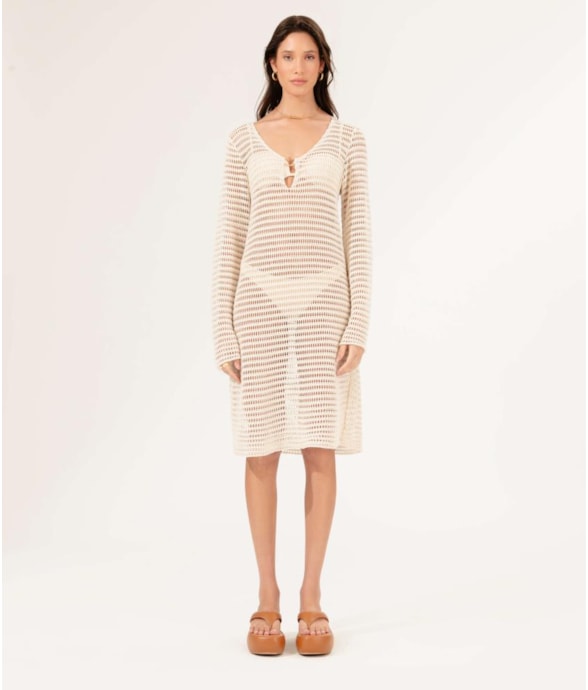 Vestido Curto Tricot Gold Bege