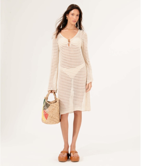 Vestido Curto Tricot Gold Bege