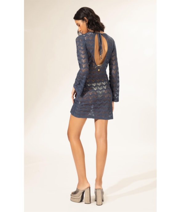 Vestido Curto Tricot Light Azul Jeans