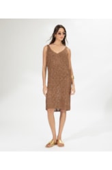 Vestido Curto Tricot Lurex Caramelo