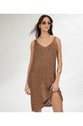 Vestido Curto Tricot Lurex Caramelo
