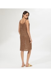 Vestido Curto Tricot Lurex Caramelo