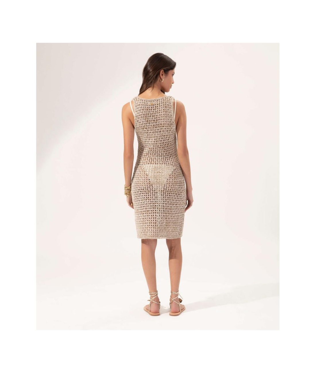 Vestido Curto Tricot Nature Areia